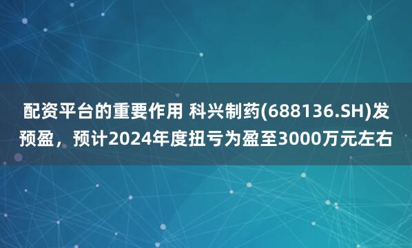 配资平台的重要作用 科兴制药(688136.SH)发预盈，预计2024年度扭亏为盈至3000万元左右