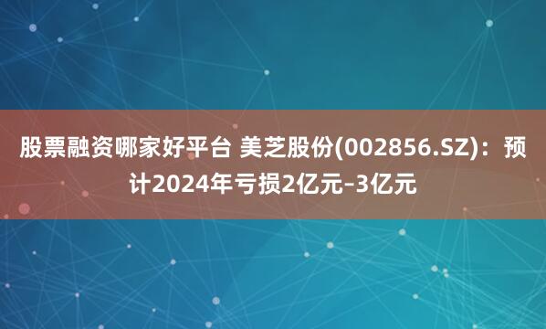 股票融资哪家好平台 美芝股份(002856.SZ)：预计2024年亏损2亿元–3亿元