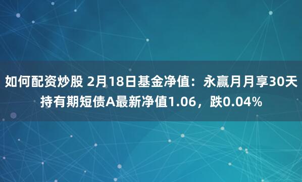 如何配资炒股 2月18日基金净值：永赢月月享30天持有期短债A最新净值1.06，跌0.04%